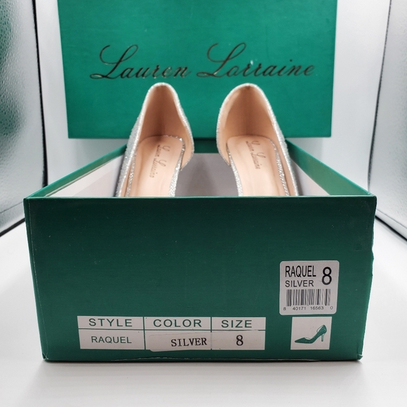 Lauren Lorraine Ruby Silver Rhinestone Embellished Half d'Orsay Pointed Pumps fo - Picture 6 of 15